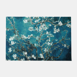 Dunkle Aquamarine Mandelblüten von VanGogh Door Ma Fußmatte