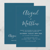 Dunkle Aquamarine Moderne Minimalistische Einfache Einladung (Vorne/Hinten)