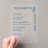 Dunkle Aquamarine moderne Typografie Hochzeit Acryleinladungen (Insitu (Handheld))