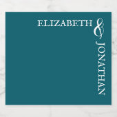 Dunkle Aquamarine moderne Typografie Hochzeit Alkoholflaschenetikett (Einzelnes Label)