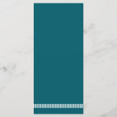 Dunkle Aquamarine moderne Typografie Hochzeit Menükarte (Rückseite)