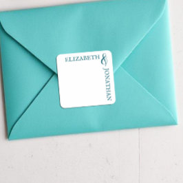 Dunkle Aquamarine moderne Typografie Hochzeit Quadratischer Aufkleber