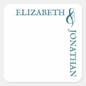 Dunkle Aquamarine moderne Typografie Hochzeit Quadratischer Aufkleber (Vorderseite)