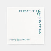 Dunkle Aquamarine moderne Typografie Hochzeit Serviette (Vorderseite)
