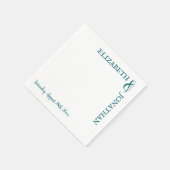 Dunkle Aquamarine moderne Typografie Hochzeit Serviette (Ecke)