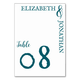 Dunkle Aquamarine moderne Typografie Hochzeit Tischnummer