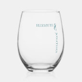 Dunkle Aquamarine moderne Typografie Hochzeit Weinglas Ohne Stiel (Vorderseite)