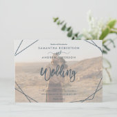 Dunkle aquamarine Rahmen einfache Foto-Skript-Hoch Einladung (Stehend Vorderseite)