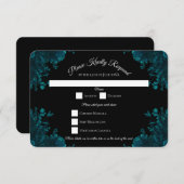 Dunkle Aquamarine Rose Hochzeit RSVP Antwort Einla Einladung (Vorne/Hinten)