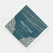 Dunkle Aquamarine rustikale Elegance Hochzeit von  Serviette (Ecke)