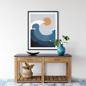 Dunkle Aquamarine Terracotta Abstrakt Ocean Waves Poster
