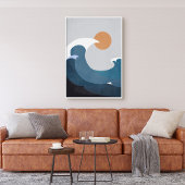 Dunkle Aquamarine Terracotta Abstrakt Ocean Waves Poster