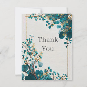 Dunkle Aquamarine und goldene Blütenkarte Dankesch Postkarte