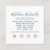 Dunkle Aquamarine und Rose Gold Aquarellmarburg Ag Quadratische Visitenkarte (Rückseite)