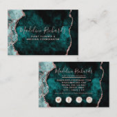 Dunkle Aquamarine und Rose Gold Aquarellmarburg Ag Visitenkarte (Vorne/Hinten)