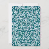 Dunkle Aquamarine und weiße botanische Flora 30. G Einladung (Rückseite)