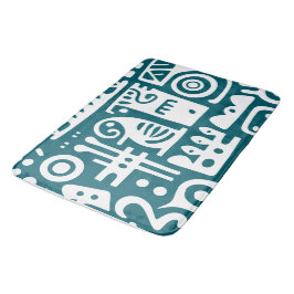 Dunkle aquamarine und weiße Doodles 1 von 4 Badematte