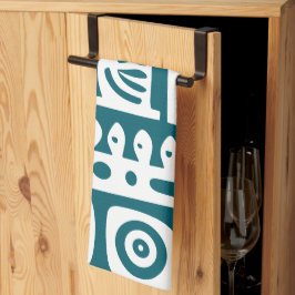 Dunkle aquamarine und weiße Doodles 1 von 4 Geschirrtuch