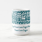 Dunkle aquamarine und weiße Doodles 1 von 4 Kaffeetasse (Mittel)