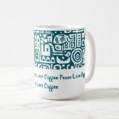 Dunkle aquamarine und weiße Doodles 1 von 4 Kaffeetasse (VorderseiteRechts)