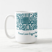 Dunkle aquamarine und weiße Doodles 1 von 4 Kaffeetasse (Links)