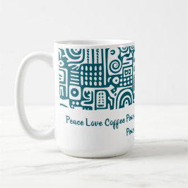 Dunkle aquamarine und weiße Doodles 1 von 4 Kaffeetasse