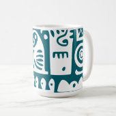 Dunkle aquamarine und weiße Doodles 1 von 4 Kaffeetasse (VorderseiteRechts)