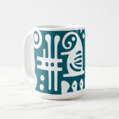 Dunkle aquamarine und weiße Doodles 1 von 4 Kaffeetasse (Vorderseite Links)