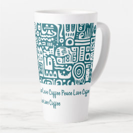 Dunkle aquamarine und weiße Doodles 1 von 4 Milchtasse