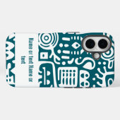 Dunkle aquamarine und weiße Doodles Case-Mate iPhone Hülle (Rückseite (Horizontal))