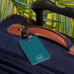 Dunkle Aquamarine und weiße moderne Monogramm Gepäckanhänger<br><div class="desc">Dunkle Aquamarine und weiße,  moderne Monogramm-Gepäckmarke</div>