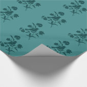 Dunkle aquamarine Vogel-Silhouette auf aquamarinem Geschenkpapier (Ecke)