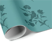 Dunkle aquamarine Vogel-Silhouette auf aquamarinem Geschenkpapier (Rolleneckpunkt)