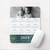 Dunkle Aquamarine Wasserfarbe und Gold 2018 Kalend Mousepad (Mit Mouse)