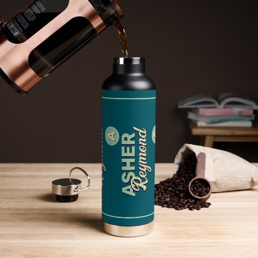 Dunkle Aquamarine Wasserflasche mit Name Trinkflasche (Kaffee)