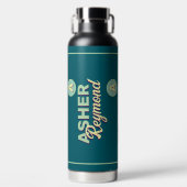Dunkle Aquamarine Wasserflasche mit Name Trinkflasche (Vorderseite)