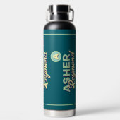 Dunkle Aquamarine Wasserflasche mit Name Trinkflasche (Rückseite)