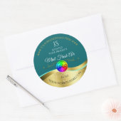 Dunkle Aquamarine Wavy Gold Logo Monogram Product Runder Aufkleber (Umschlag)