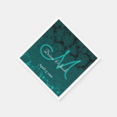 Dunkle Aquamarine Weiße Türkisfarben Elegante Hoch Serviette (Ecke)