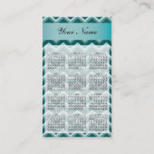 Dunkle Aquamarine Zigzag Pocket 2019 Kalender Visitenkarte (Rückseite)
