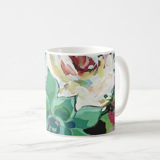 Dunkle Aquarellblüte mit Monogramm Kaffeetasse (VorderseiteRechts)