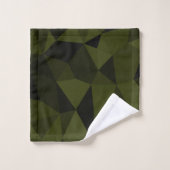 Dunkle Armee grünes, schwarzes geometrisches Muste Badhandtuch Set (Waschlappen)