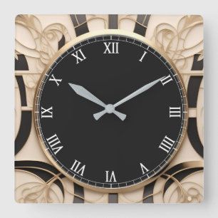 Dunkle Art Nouveau Art Deco Uhr - Schwarz Weiß Gol