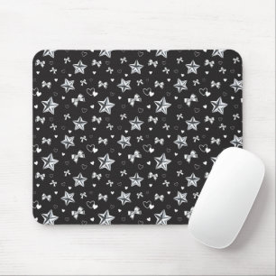 Dunkle Ästhetik Y2K Coquette Silberband Herz Mousepad