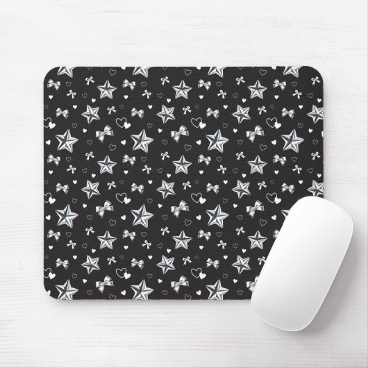 Dunkle Ästhetik Y2K Coquette Silberband Herz Mousepad (Mit Mouse)