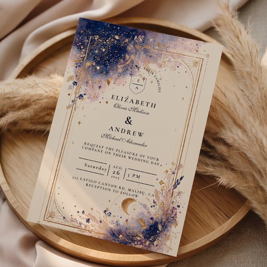 Dunkle Astrologie-Hochzeit Einladung