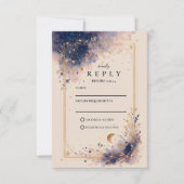 Dunkle Astrologie-Hochzeit RSVP Karte (Vorderseite)