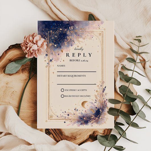 Dunkle Astrologie-Hochzeit RSVP Karte