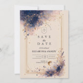Dunkle Astrologie-Hochzeit Save The Date (Vorderseite)