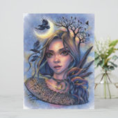 Dunkle Augen Fairy Fantasy Moon Frauenkarte (Stehend Vorderseite)